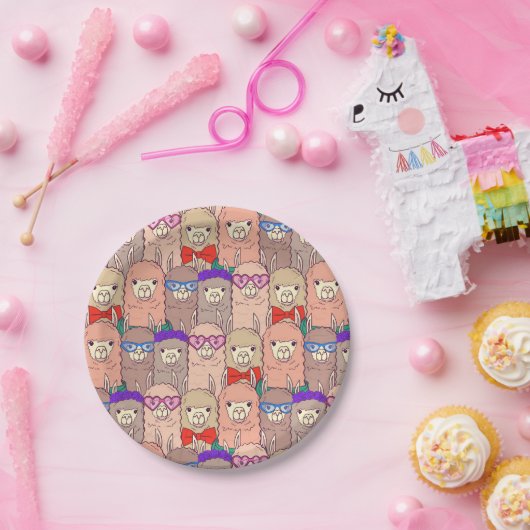 Trendy Dpress Llama Pattern Papieren Bordje (Feest)