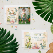 Trendy Drie-Rex Dinosaurus 3e Verjaardag Foto Kaart