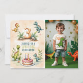 Trendy Drie-Rex Dinosaurus 3e Verjaardag Foto Kaart (Voorkant)