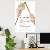 Trendy Dried Palm Pampas Grass Wooden Arch Welkom Poster (Thuiskantoor)