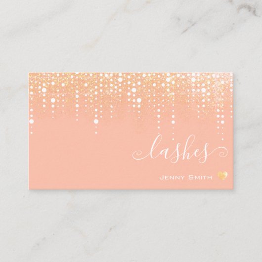 Trendy Driving Light Gold Rain Pastel Pink Peach Visitekaartje (Voorkant)