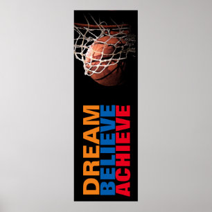 Trendy droom geloof bereiken basketbal deur poster