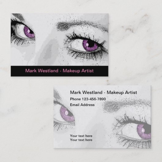 Trendy dubbelzijdige visagist visitekaartjes (Voorkant / Achterkant)