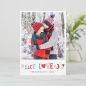 Trendy dubbelzijdige vrolijke kerstfotokaart bedankkaart (Staand voorkant)