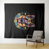 Trendy Duitse herder in bloemenstijl Wandkleed (In Situ (horizontaal))