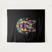 Trendy Duitse herder in bloemenstijl Wandkleed (Voorkant (horizontaal))