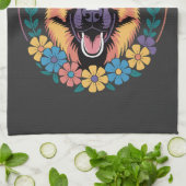 Trendy Duitse Herder in bloemstijl Theedoek (Gevouwen)
