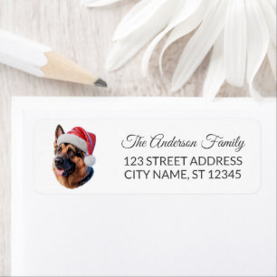 Trendy Duitse herdershond in Kerstmanhoed Kerstmis Etiket