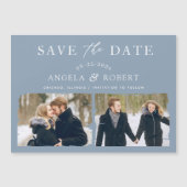 Trendy Dusty Blue 2 Foto Save the Date Magnet (Voorkant)