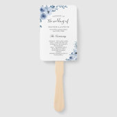 Trendy Dusty Blue Bohemian Floral Wedding Program Handwaaier (Voorkant)