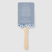 Trendy Dusty Blue Bohemian Floral Wedding Program Handwaaier (Achterkant)