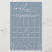 Trendy Dusty Blue Floral Vrijgezellenfeest Bingo G (Voorkant)