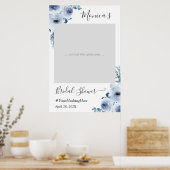 Trendy Dusty Blue Floral Vrijgezellenfeest Foto Bo Poster (Keuken)