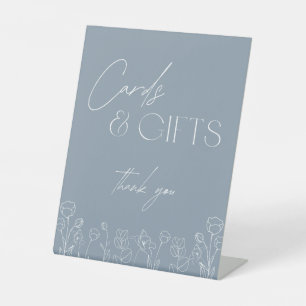 Trendy Dusty Blue Kaarten en Gift Pedestal Sign Reclamebord Met Voetstuk