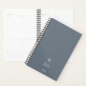 Trendy Dusty Blue Modern Monogram Weekly Planner (Display)