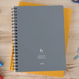 Trendy Dusty Blue Modern Monogram Weekly Planner