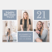 Trendy Dusty Blue Photo Collage 21st Birthday Inpakpapier Vel (Voorkant)