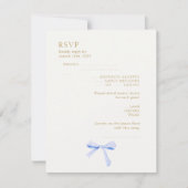 Trendy Dusty Blue Ribbon Wedding RSVP (Voorkant)