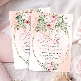 Trendy Dusty Pink Floral Bridal Shower Invitation Kaart