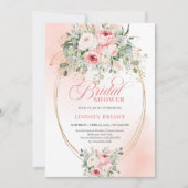 Trendy Dusty Pink Floral Bridal Shower Invitation Kaart (Voorkant)