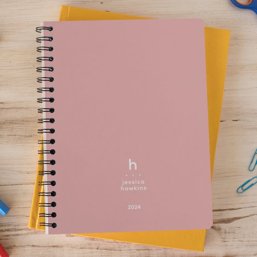 Trendy Dusty Roos Modern Monogram Weekly Planner