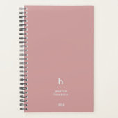 Trendy Dusty Roos Modern Monogram Weekly Planner (Voorkant)