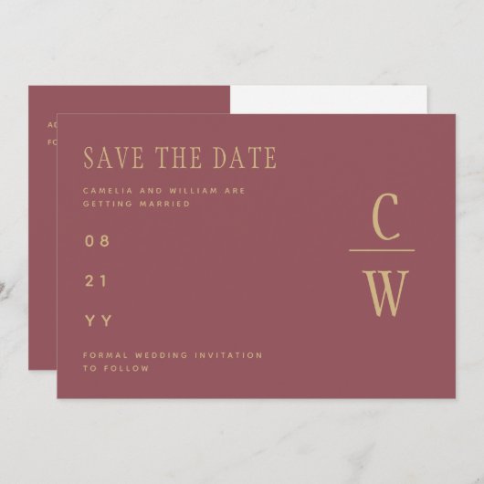 Trendy Dusty Roos Pink Gold Wedding BEWAART DE DAT Save The Date (Voorkant / Achterkant)