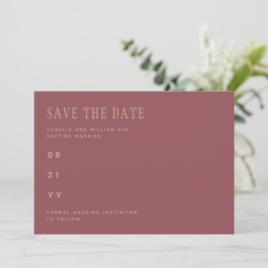 Trendy Dusty Roos Pink Gold Wedding BEWAART DE DAT Save The Date (Staand voorkant)