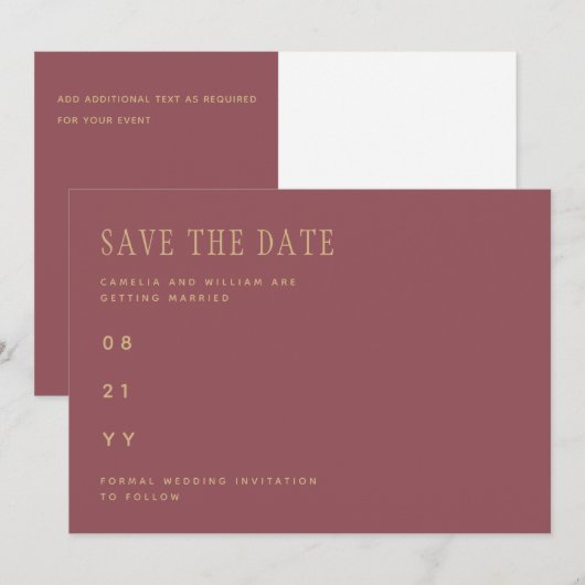 Trendy Dusty Roos Pink Gold Wedding BEWAART DE DAT Save The Date (Voorkant / Achterkant)