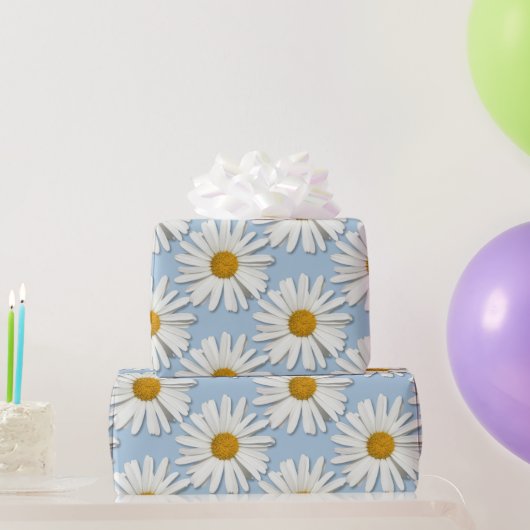 Trendy echte madeliefjes - Trouwblauw mode Cadeaupapier (Feestgeschenken)