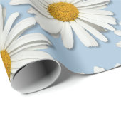 Trendy echte madeliefjes - Trouwblauw mode Cadeaupapier (Rol Hoek)