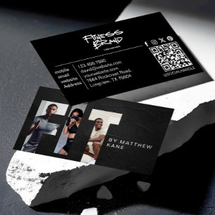 Trendy Edgy Personal Trainer Fitness Foto Letter Visitekaartje