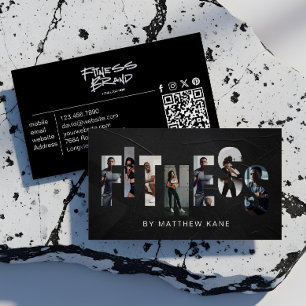 Trendy Edgy Personal Trainer Fitness Foto Letter Visitekaartje