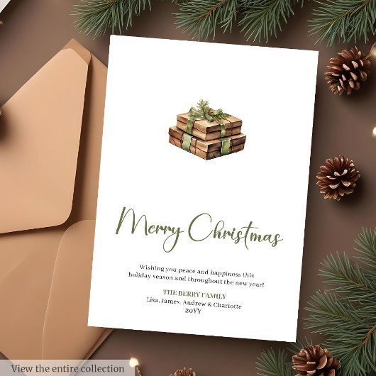 Trendy Editable Boho Holiday Christmas Greeting  Feestdagenkaart