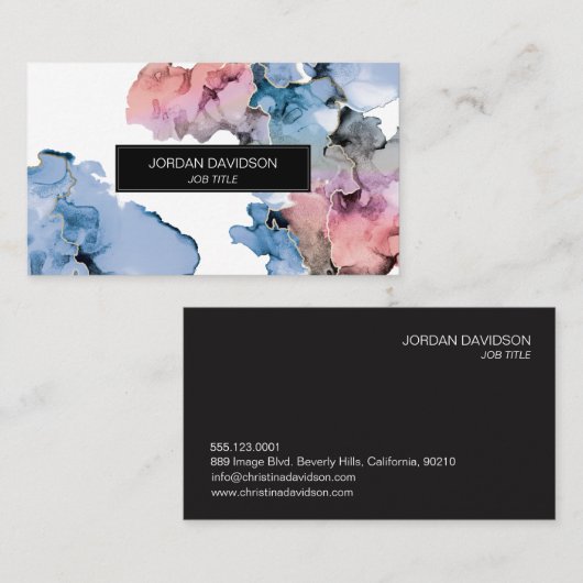 Trendy Editable Paint Splash modern Visitekaartje (Voorkant / Achterkant)