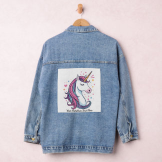 Trendy Eenhoorn Aanpasbaar Magisch Mode Cadeau  Denim Jacket