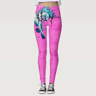 Trendy eenhoorn fantasie op roze grunge Leggings