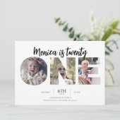 Trendy Eenvoudig 3 Foto Grappig 21e Verjaardag Kaart (Staand voorkant)