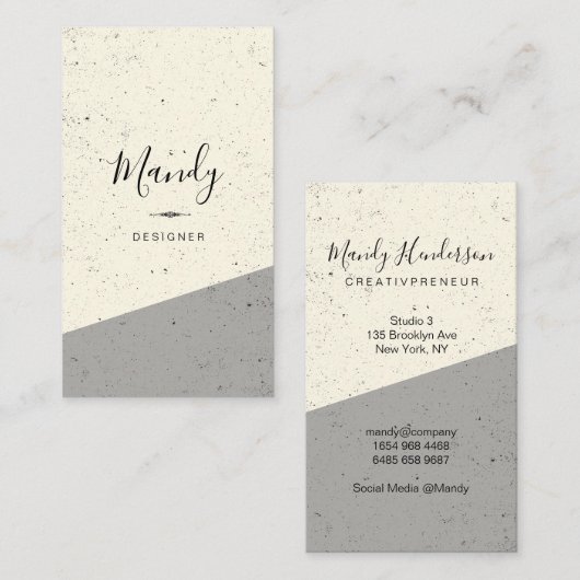 Trendy Eenvoudig / Gesprokkeld (grijs) Visitekaartje (Voorkant / Achterkant)