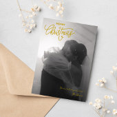 Trendy Eenvoudig Paar Foto Vrolijk Kerstfeest Feestdagenkaart