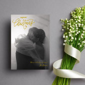 Trendy Eenvoudig Paar Foto Vrolijk Kerstfeest Feestdagenkaart