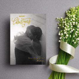 Trendy Eenvoudig Paar Foto Vrolijk Kerstfeest Feestdagenkaart