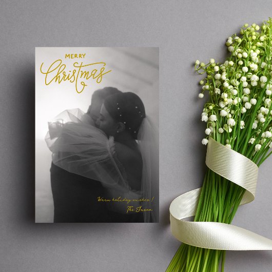 Trendy Eenvoudig Paar Foto Vrolijk Kerstfeest Feestdagenkaart