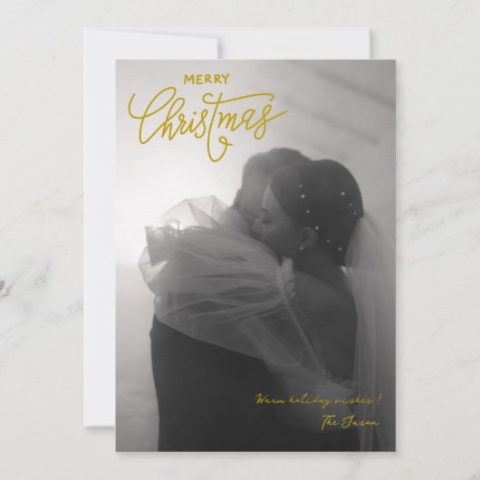 Trendy Eenvoudig Paar Foto Vrolijk Kerstfeest Feestdagenkaart (Voorkant)