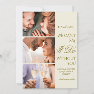 Trendy Eenvoudig Script Drie Fotogalerij QR CODE Save The Date