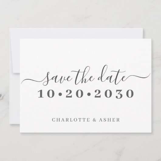 Trendy Eenvoudig Script Typografie Bewaar de Datum Save The Date (Voorkant)