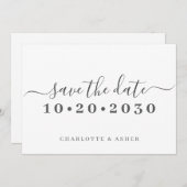 Trendy Eenvoudig Script Typografie Bewaar de Datum Save The Date (Voorkant / Achterkant)