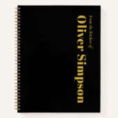 Trendy Eenvoudig Zwart Goud Monogram Naam Recept Notitieboek (Voorkant)