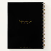 Trendy Eenvoudig Zwart Goud Monogram Naam Recept Notitieboek (Achterkant)