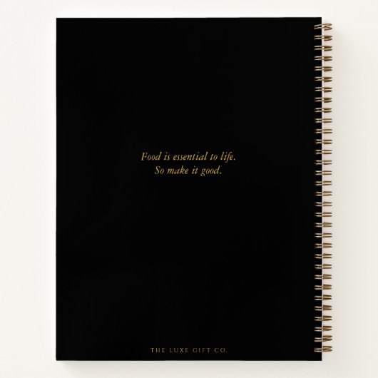 Trendy Eenvoudig Zwart Goud Monogram Naam Recept Notitieboek (Achterkant)